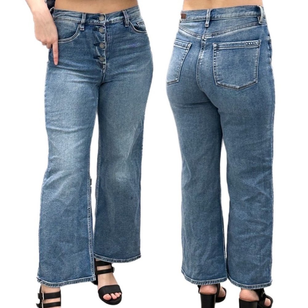 Blank NYC The Chrystie High-Rise Crop Wide Leg Denim Jeans in Wall Street Sz 28